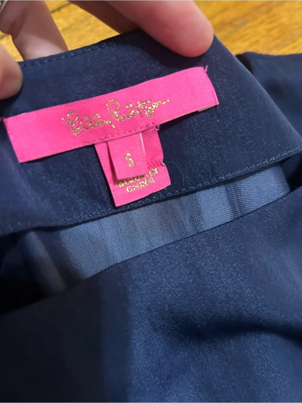 Lilly Pulitzer Satin Puff Sleeve Nautical Office Blouse Navy Size Small